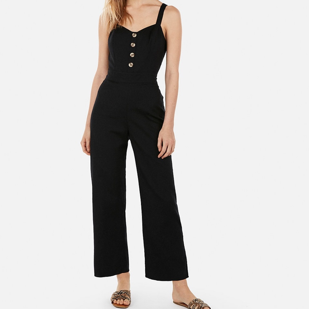 NWT Express Black Utility Button Tie Back Jumpsuit